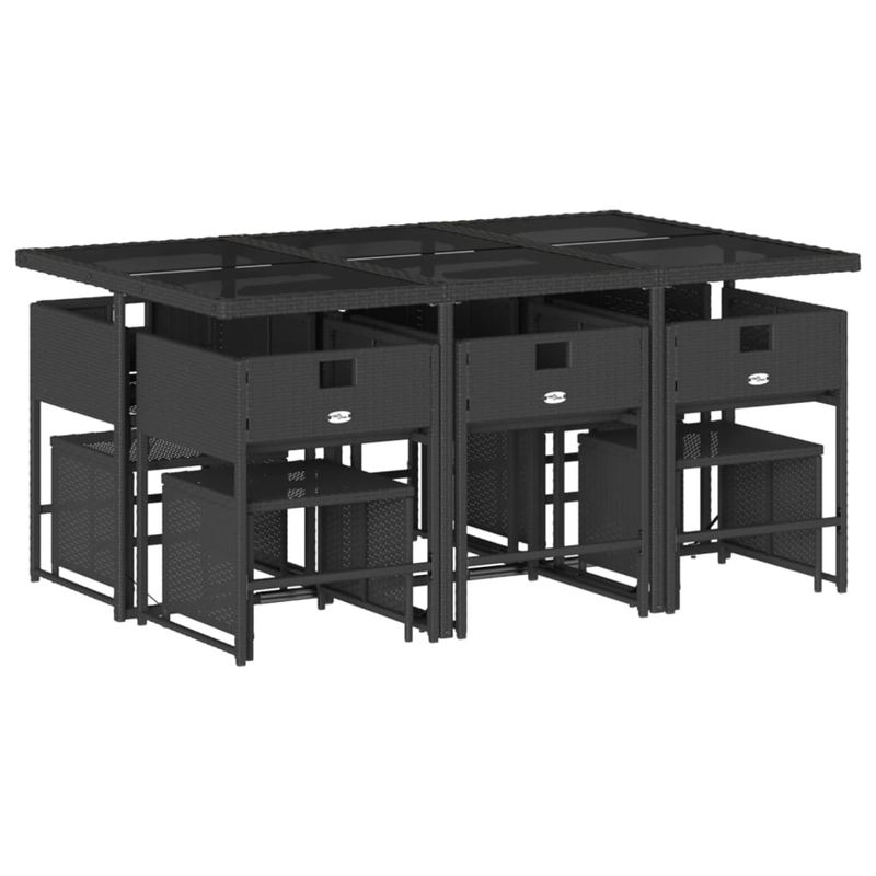 Casa si Gradina - Gradina si terasa - Mobilier exterior - Seturi mobila gradina - Set mobilier de exterior cu perne, 11 piese, negru, poliratan - Infinity.ro