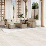 Casa si Gradina - Gradina si terasa - Mobilier exterior - Seturi mobila gradina - Set canapele de gradina, 9 piese, cu perne, bej, poliratan - Infinity.ro