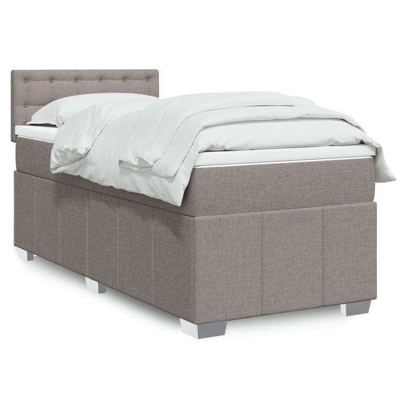 Casa si Gradina - Mobilier - Paturi si accesorii - Paturi - Pat box spring cu saltea, gri taupe, 80x200 cm, textil - Infinity.ro