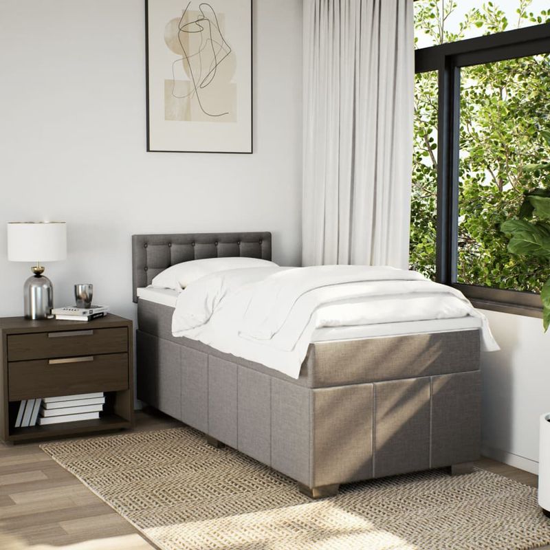 Casa si Gradina - Mobilier - Paturi si accesorii - Paturi - Pat box spring cu saltea, gri taupe, 80x200 cm, textil - Infinity.ro