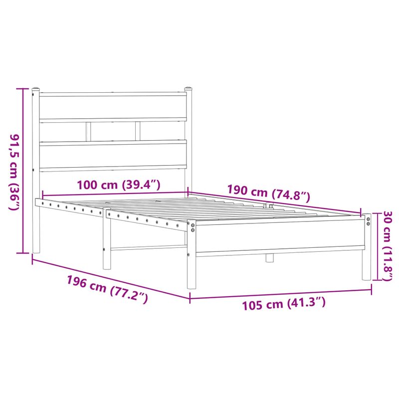 Casa si Gradina - Mobilier - Paturi si accesorii - Paturi - Cadru pat fara saltea, stejar maro, 100x190 cm, lemn prelucrat - Infinity.ro