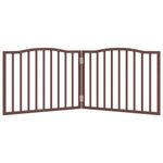 Petshop - Accesorii petshop - Culcusuri si custi - Custi interior si exterior - Poarta pentru caini pliabila 2 panouri maro, 160 cm, lemn plop - Infinity.ro
