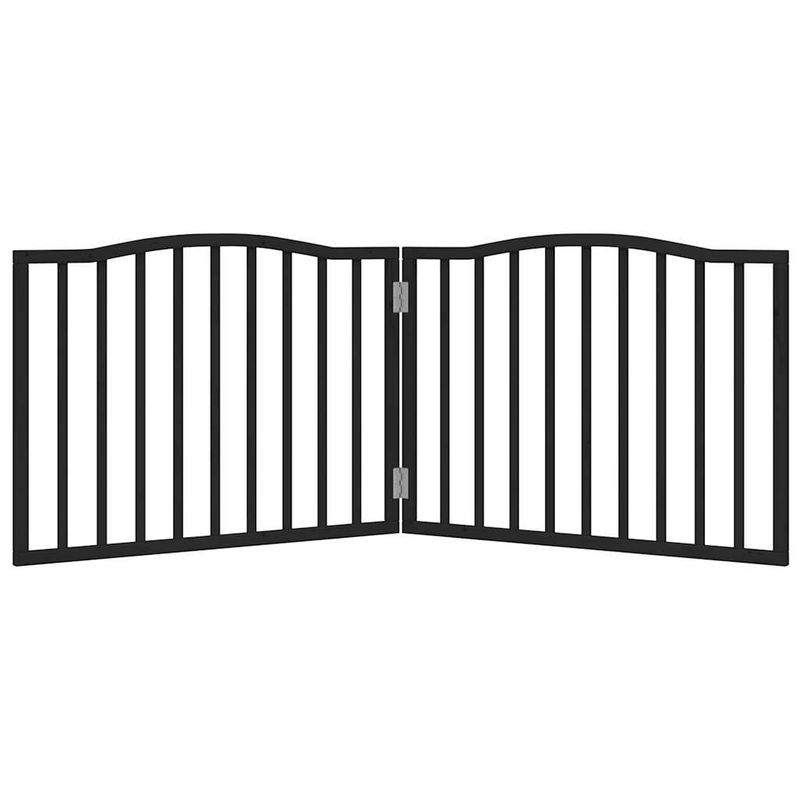 Petshop - Accesorii petshop - Culcusuri si custi - Custi interior si exterior - Poarta pentru caini pliabila 2 panouri negru, 160 cm, lemn plop - Infinity.ro