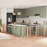 Petshop - Accesorii petshop - Culcusuri si custi - Custi interior si exterior - Poarta de caini pliabila cu usa, 15 panouri, 750 cm, lemn plop - Infinity.ro