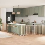 Petshop - Accesorii petshop - Culcusuri si custi - Custi interior si exterior - Poarta de caini pliabila cu usa, 9 panouri, 450 cm, lemn plop - Infinity.ro