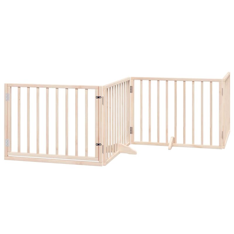 Petshop - Accesorii petshop - Culcusuri si custi - Custi interior si exterior - Poarta de caini pliabila cu usa, 10 panouri, 800 cm, lemn plop - Infinity.ro
