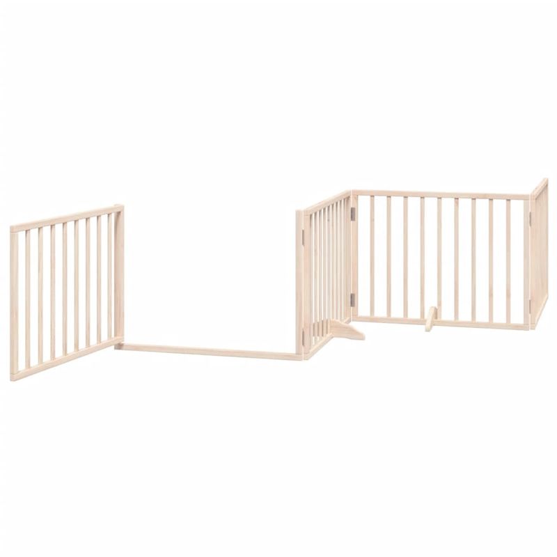 Petshop - Accesorii petshop - Culcusuri si custi - Custi interior si exterior - Poarta de caini pliabila cu usa, 10 panouri, 800 cm, lemn plop - Infinity.ro