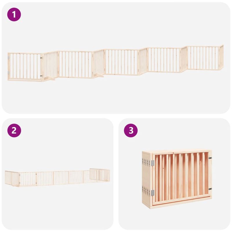 Petshop - Accesorii petshop - Culcusuri si custi - Custi interior si exterior - Poarta de caini pliabila cu usa, 10 panouri, 800 cm, lemn plop - Infinity.ro