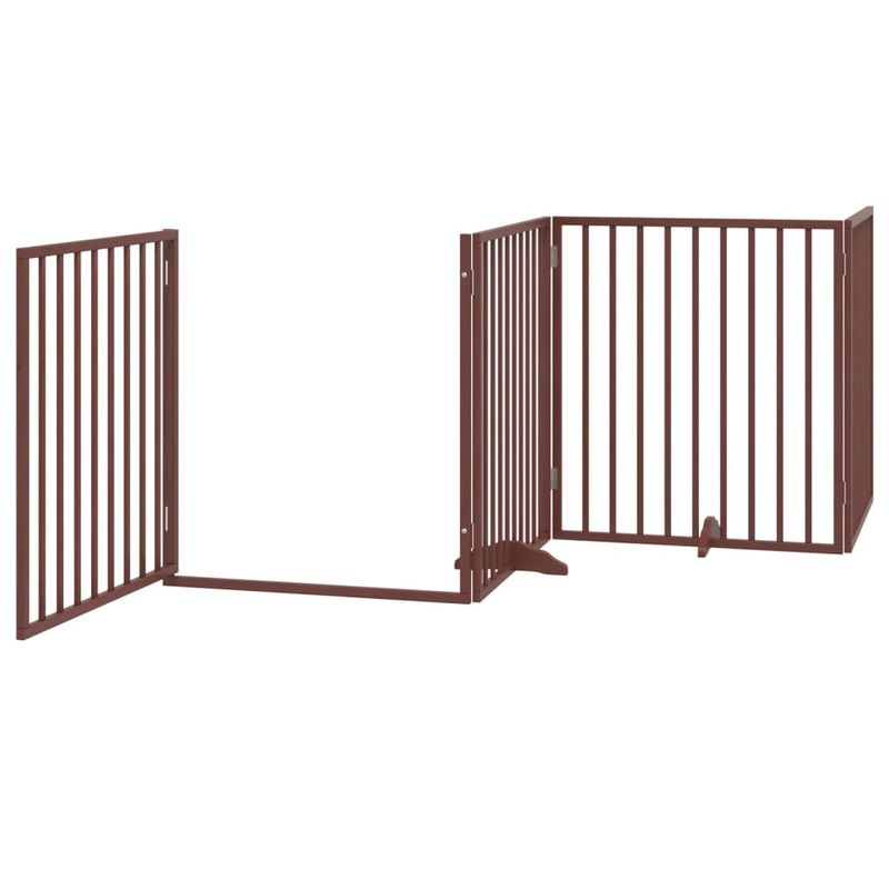 Petshop - Accesorii petshop - Culcusuri si custi - Custi interior si exterior - Poarta caini pliabila cu usa 6 panouri maro, 480 cm, lemn plop - Infinity.ro