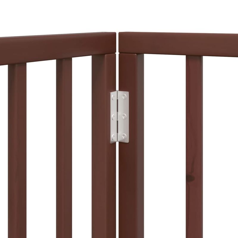 Petshop - Accesorii petshop - Culcusuri si custi - Custi interior si exterior - Poarta caini pliabila cu usa 6 panouri maro, 480 cm, lemn plop - Infinity.ro
