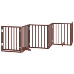 Petshop - Accesorii petshop - Culcusuri si custi - Custi interior si exterior - Poarta caini pliabila cu usa 12 panouri maro 600 cm, lemn plop - Infinity.ro