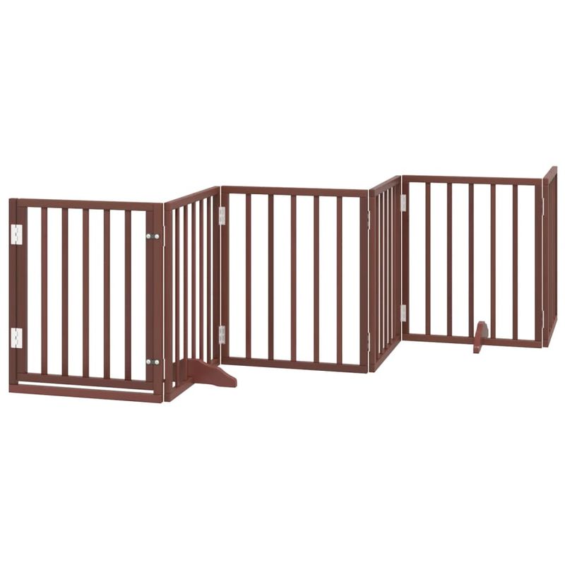 Petshop - Accesorii petshop - Culcusuri si custi - Custi interior si exterior - Poarta caini pliabila cu usa 12 panouri maro 600 cm, lemn plop - Infinity.ro
