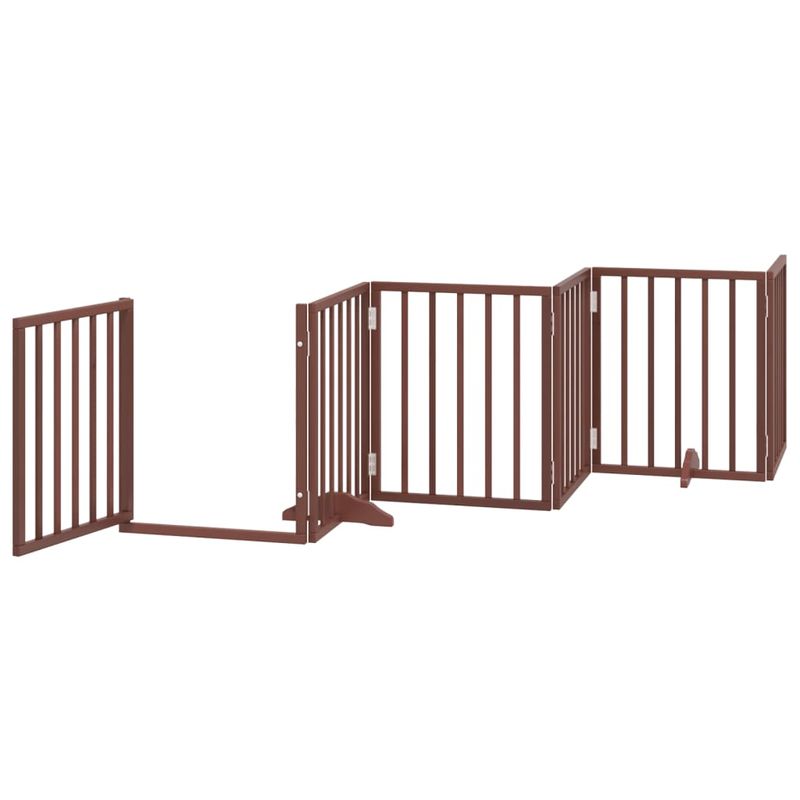 Petshop - Accesorii petshop - Culcusuri si custi - Custi interior si exterior - Poarta caini pliabila cu usa 12 panouri maro 600 cm, lemn plop - Infinity.ro