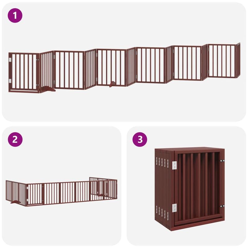 Petshop - Accesorii petshop - Culcusuri si custi - Custi interior si exterior - Poarta caini pliabila cu usa 12 panouri maro 600 cm, lemn plop - Infinity.ro