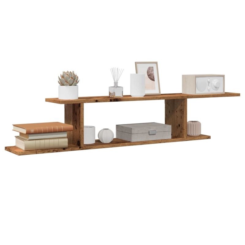 Casa si Gradina - Mobilier - Biblioteci si rafturi - Rafturi - Raft TV cu montaj perete lemn vechi 125x18x23 cm lemn prelucrat - Infinity.ro