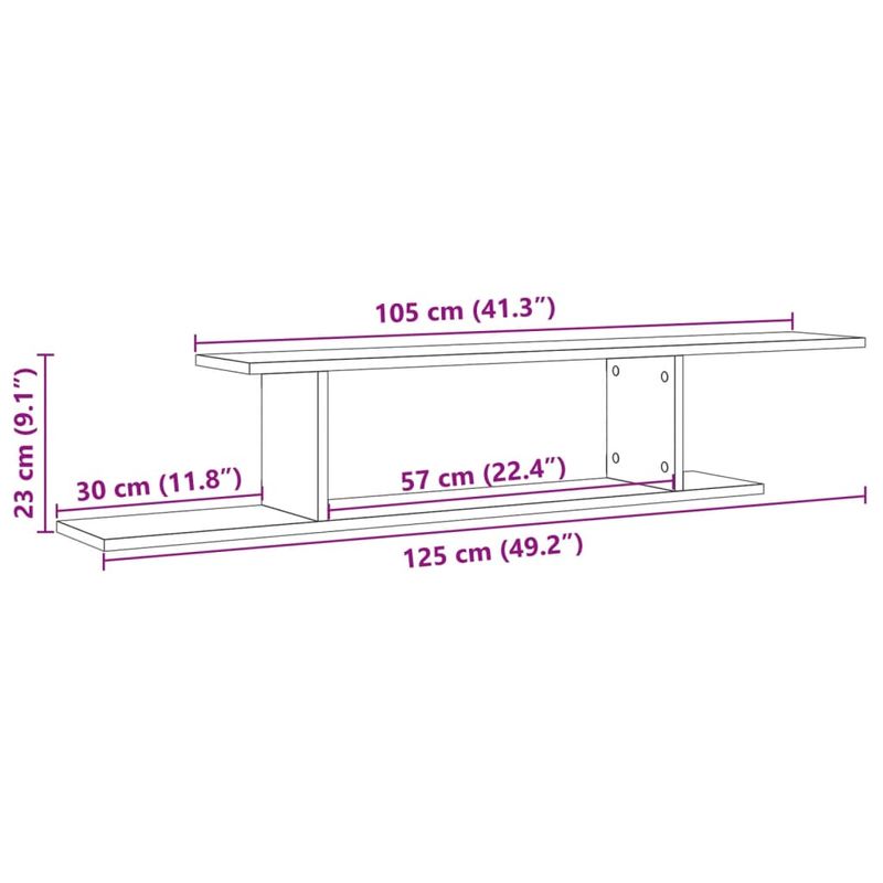 Casa si Gradina - Mobilier - Biblioteci si rafturi - Rafturi - Raft TV cu montaj perete lemn vechi 125x18x23 cm lemn prelucrat - Infinity.ro