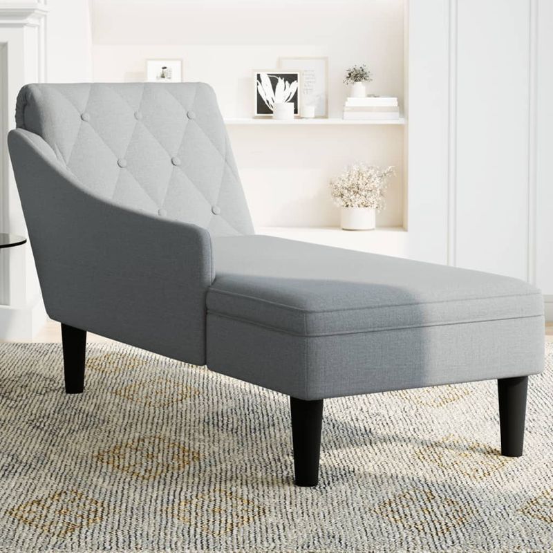 Casa si Gradina - Mobilier - Scaune si fotolii - Fotolii - Sezlong cu perna si cotiera dreapta, gri deschis, textil - Infinity.ro