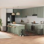 Petshop - Accesorii petshop - Culcusuri si custi - Custi interior si exterior - Poarta caini pliabila cu usa 9 panouri negru, 450 cm, lemn plop - Infinity.ro