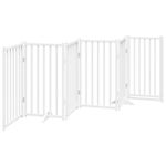 Petshop - Accesorii petshop - Culcusuri si custi - Custi interior si exterior - Poarta caini pliabila cu usa, 6 panouri, alb, 300 cm, lemn brad, mărime 50x90x2 cm - Infinity.ro