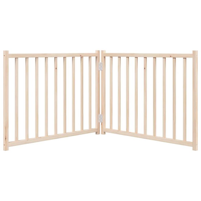 Petshop - Accesorii petshop - Culcusuri si custi - Custi interior si exterior - Poarta pentru caini pliabila, 2 panouri, 160 cm, lemn de brad, mărime 80x60x2 cm - Infinity.ro