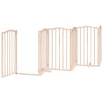 Petshop - Accesorii petshop - Culcusuri si custi - Custi interior si exterior - Poarta de caini pliabila cu usa, 9 panouri, 450 cm, lemn plop - Infinity.ro