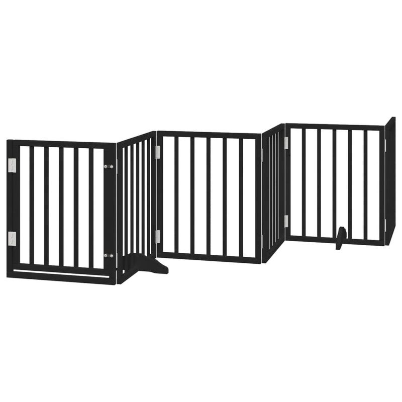 Petshop - Accesorii petshop - Culcusuri si custi - Custi interior si exterior - Poarta caini pliabila cu usa 15 panouri negru 750 cm, lemn plop - Infinity.ro