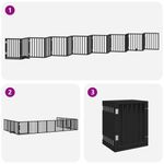 Petshop - Accesorii petshop - Culcusuri si custi - Custi interior si exterior - Poarta caini pliabila cu usa 15 panouri negru 750 cm, lemn plop - Infinity.ro