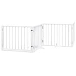 Petshop - Accesorii petshop - Culcusuri si custi - Custi interior si exterior - Poarta caini pliabila cu usa 8 panouri, alb, 640 cm, lemn plop - Infinity.ro