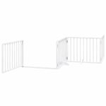 Petshop - Accesorii petshop - Culcusuri si custi - Custi interior si exterior - Poarta caini pliabila cu usa 8 panouri, alb, 640 cm, lemn plop - Infinity.ro
