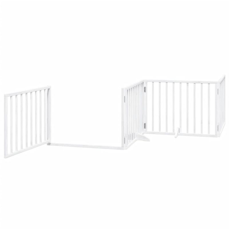Petshop - Accesorii petshop - Culcusuri si custi - Custi interior si exterior - Poarta caini pliabila cu usa 8 panouri, alb, 640 cm, lemn plop - Infinity.ro