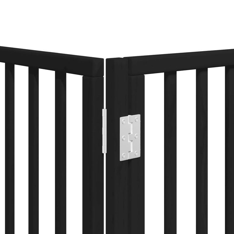 Petshop - Accesorii petshop - Culcusuri si custi - Custi interior si exterior - Poarta caini pliabila cu usa 15 panouri negru 750 cm, lemn plop - Infinity.ro