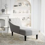 Casa si Gradina - Mobilier - Scaune si fotolii - Fotolii - Sezlong cu perna si cotiera dreapta, gri nor, textil - Infinity.ro