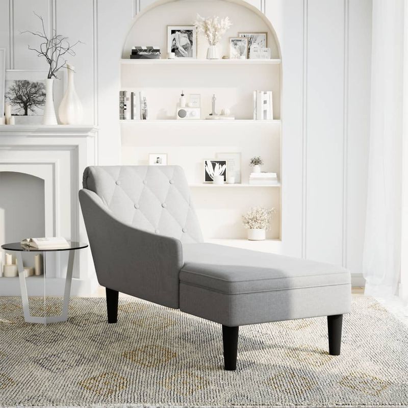 Casa si Gradina - Mobilier - Scaune si fotolii - Fotolii - Sezlong cu perna si cotiera dreapta, gri nor, textil - Infinity.ro