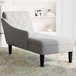 Casa si Gradina - Mobilier - Scaune si fotolii - Fotolii - Sezlong cu perna si cotiera dreapta, gri nor, textil - Infinity.ro