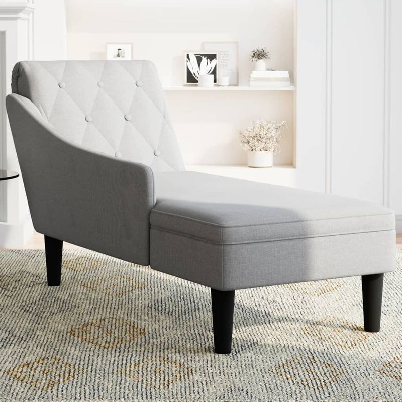 Casa si Gradina - Mobilier - Scaune si fotolii - Fotolii - Sezlong cu perna si cotiera dreapta, gri nor, textil - Infinity.ro