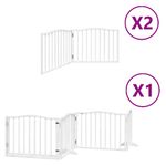 Petshop - Accesorii petshop - Culcusuri si custi - Custi interior si exterior - Poarta caini pliabila cu usa 8 panouri, alb, 640 cm, lemn plop - Infinity.ro