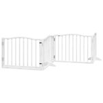 Petshop - Accesorii petshop - Culcusuri si custi - Custi interior si exterior - Poarta caini pliabila cu usa 8 panouri, alb, 640 cm, lemn plop - Infinity.ro