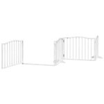 Petshop - Accesorii petshop - Culcusuri si custi - Custi interior si exterior - Poarta caini pliabila cu usa 8 panouri, alb, 640 cm, lemn plop - Infinity.ro