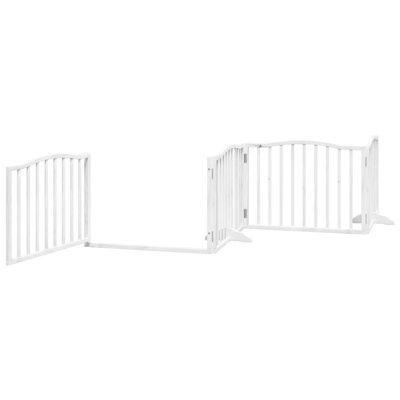 Petshop - Accesorii petshop - Culcusuri si custi - Custi interior si exterior - Poarta caini pliabila cu usa 8 panouri, alb, 640 cm, lemn plop - Infinity.ro