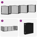 Petshop - Accesorii petshop - Culcusuri si custi - Custi interior si exterior - Poarta caini pliabila cu usa 8 panouri negru 640 cm, lemn plop - Infinity.ro