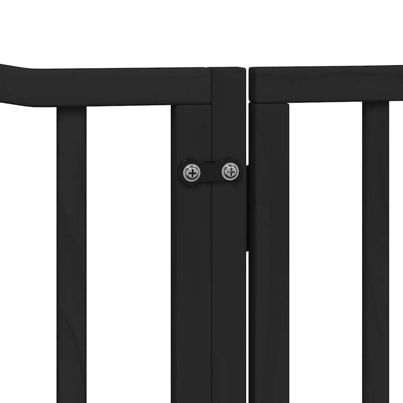 Petshop - Accesorii petshop - Culcusuri si custi - Custi interior si exterior - Poarta caini pliabila cu usa 8 panouri negru 640 cm, lemn plop - Infinity.ro