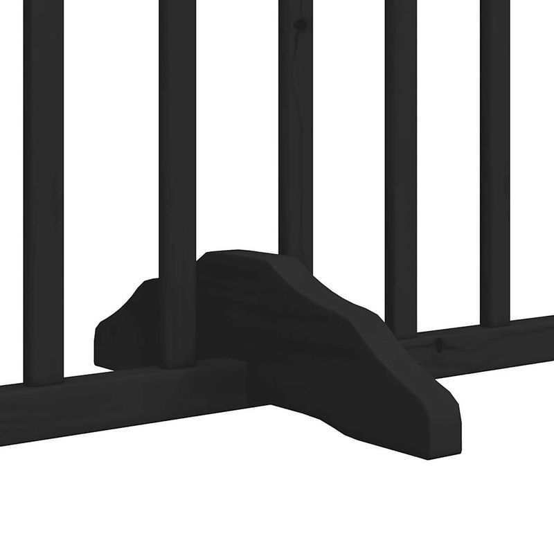 Petshop - Accesorii petshop - Culcusuri si custi - Custi interior si exterior - Poarta caini pliabila cu usa 8 panouri negru 640 cm, lemn plop - Infinity.ro