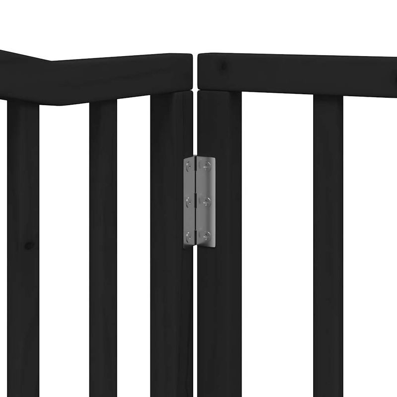 Petshop - Accesorii petshop - Culcusuri si custi - Custi interior si exterior - Poarta caini pliabila cu usa 8 panouri negru 640 cm, lemn plop - Infinity.ro