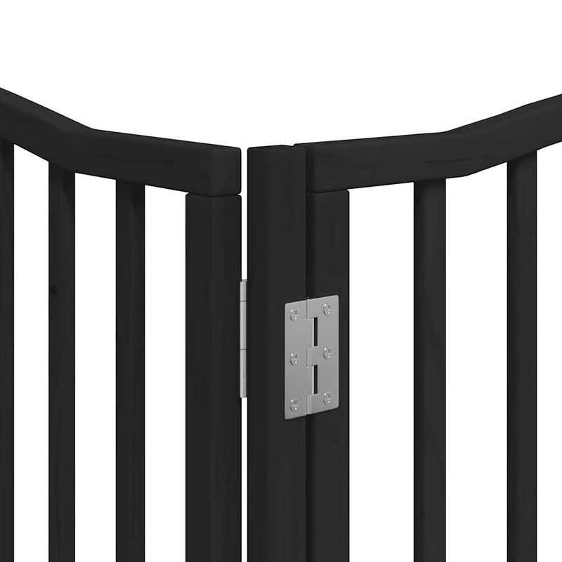 Petshop - Accesorii petshop - Culcusuri si custi - Custi interior si exterior - Poarta caini pliabila cu usa 8 panouri negru 640 cm, lemn plop - Infinity.ro