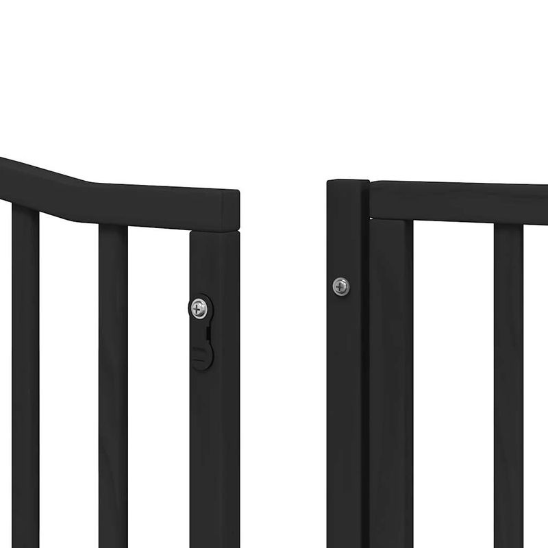 Petshop - Accesorii petshop - Culcusuri si custi - Custi interior si exterior - Poarta caini pliabila cu usa 8 panouri negru 640 cm, lemn plop - Infinity.ro