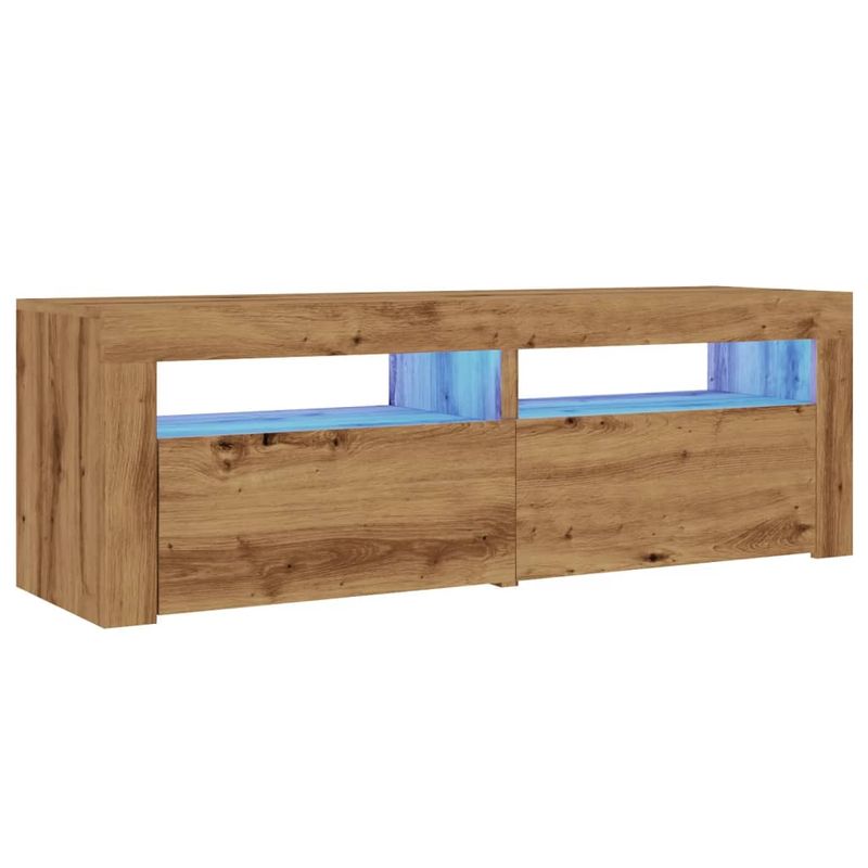 Casa si Gradina - Mobilier - Comode si corpuri - Comode - Dulap TV cu LED stejar artizanal 120x35x40 cm lemn prelucrat - Infinity.ro