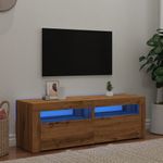 Casa si Gradina - Mobilier - Comode si corpuri - Comode - Dulap TV cu LED stejar artizanal 120x35x40 cm lemn prelucrat - Infinity.ro