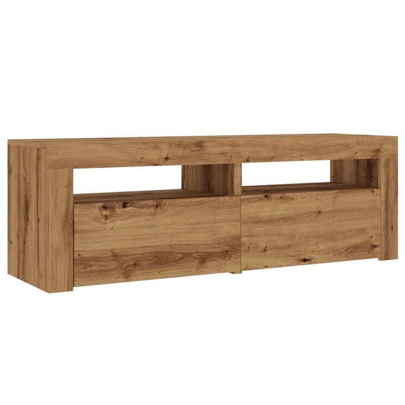 Casa si Gradina - Mobilier - Comode si corpuri - Comode - Dulap TV cu LED stejar artizanal 120x35x40 cm lemn prelucrat - Infinity.ro
