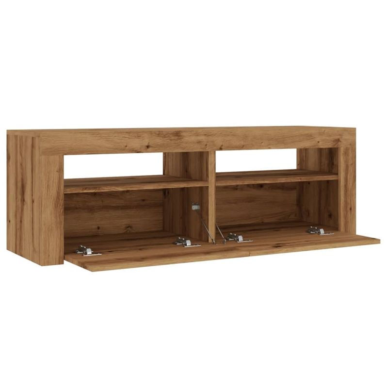 Casa si Gradina - Mobilier - Comode si corpuri - Comode - Dulap TV cu LED stejar artizanal 120x35x40 cm lemn prelucrat - Infinity.ro