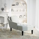 Casa si Gradina - Mobilier - Scaune si fotolii - Fotolii - Sezlong cu perna si cotiera dreapta, gri deschis, catifea - Infinity.ro